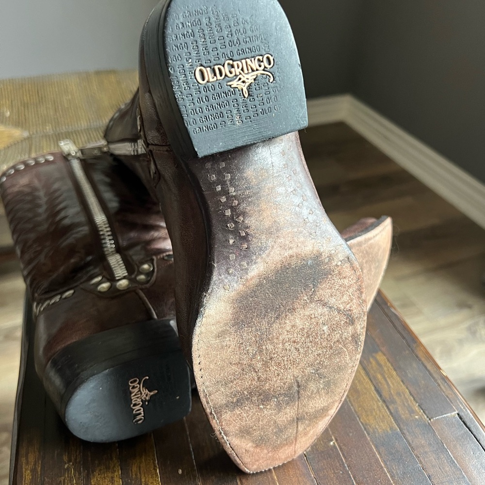 Old Gringo Boots, RockRazz,Silver studded grommets. Dual zippers,Handmade - Picture 7 of 7
